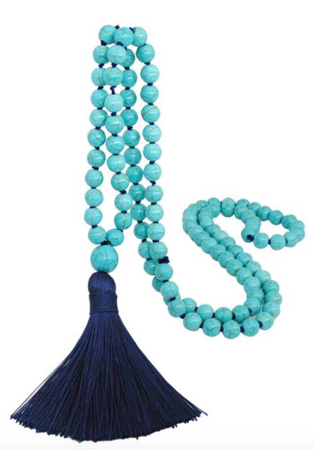 Hand Knotted Semi-Precious Stone Bead Long Necklace