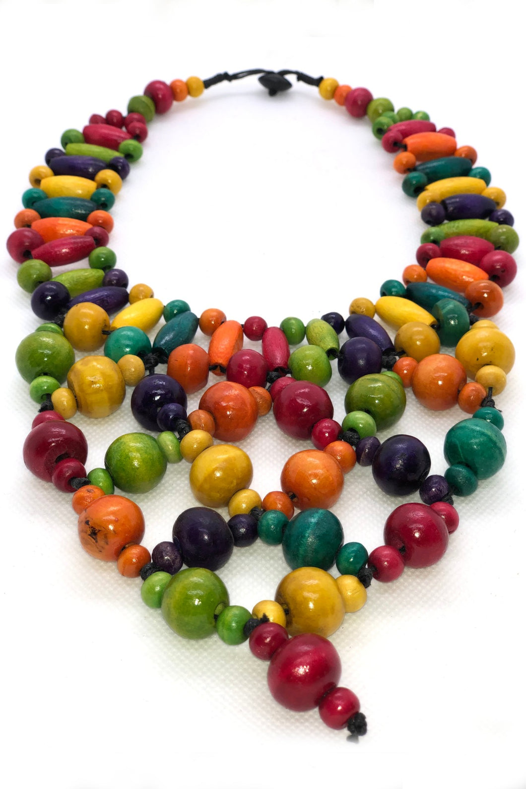 Handcrafted Colourful Wooden Bead Statement Necklace