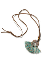 Load image into Gallery viewer, Handmade Leather and Silk Tassel Long Necklace
