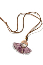 Load image into Gallery viewer, Handmade Leather and Silk Tassel Long Necklace
