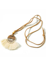 Load image into Gallery viewer, Handmade Leather and Silk Tassel Long Necklace
