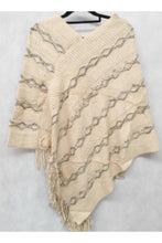 Load image into Gallery viewer, Knitted Poncho Diamond Pattern
