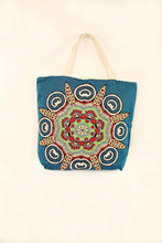 Load image into Gallery viewer, Large Canvas Tote Bag - Blue Mandala
