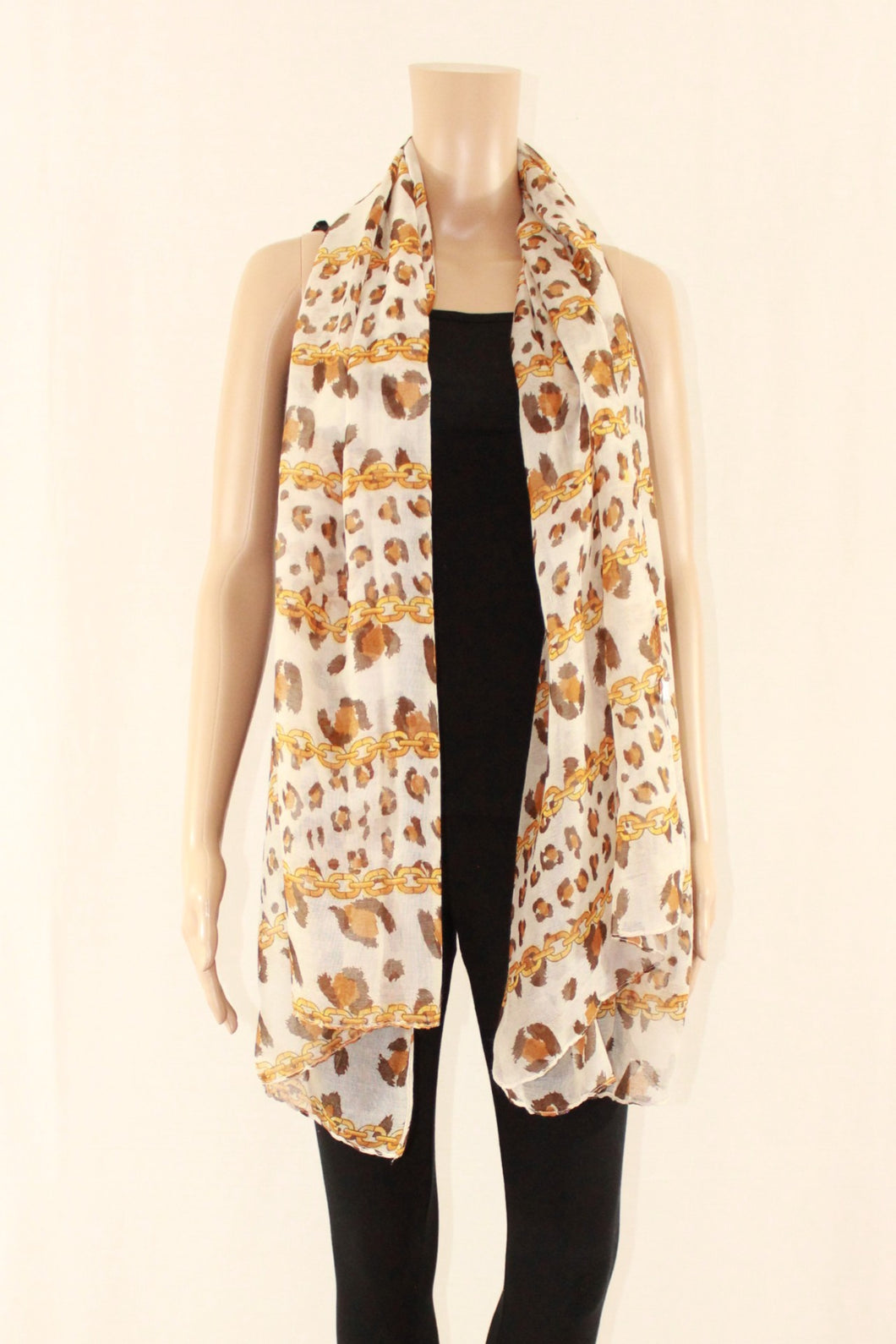 Large Cotton Feel Scarf Chain Print