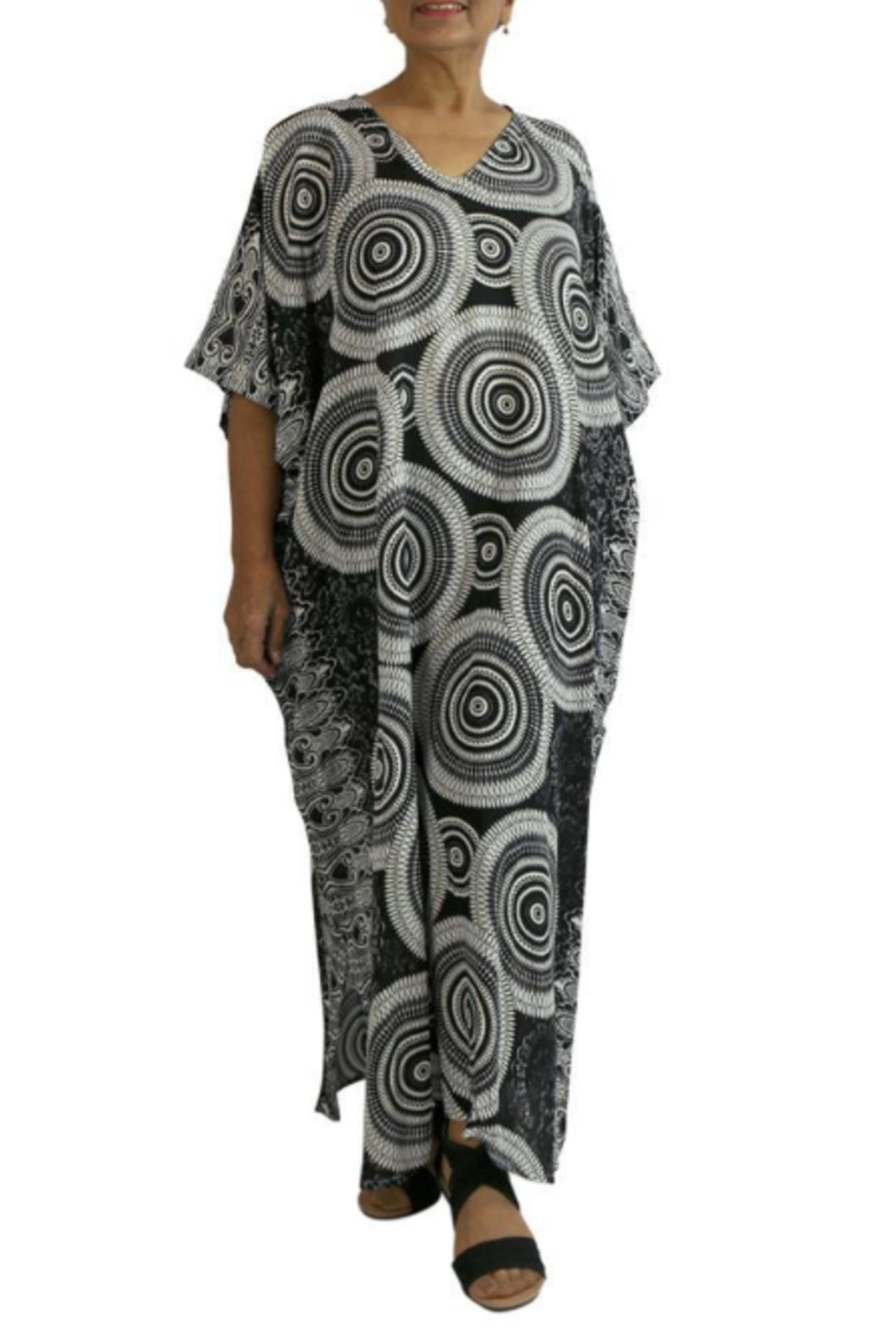 Long Kaftan Dress Mantra Print