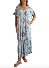 Load image into Gallery viewer, Cold Shoulder Mykonos Dress Crossover Print
