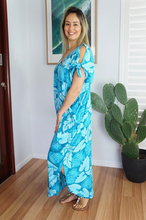 Load image into Gallery viewer, Cold Shoulder Mykonos Dress Leaves Print
