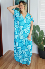 Load image into Gallery viewer, Cold Shoulder Mykonos Dress Leaves Print
