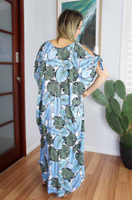 Load image into Gallery viewer, Cold Shoulder Mykonos Dress Leaves Print
