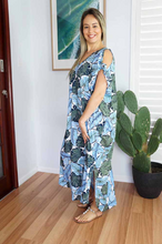 Load image into Gallery viewer, Cold Shoulder Mykonos Dress Leaves Print
