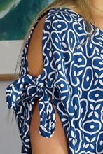 Load image into Gallery viewer, Cold Shoulder Mykonos Dress Links Print
