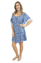 Load image into Gallery viewer, Cold Shoulder Short Garden Dress Cascade Print
