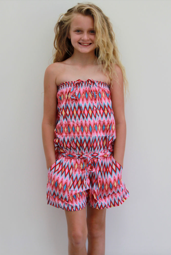 Girls Jumpsuit Diamonds Print