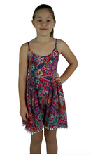 Load image into Gallery viewer, Girls PomPom Jumpsuit Paisley Print
