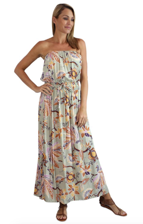 Long Tube Dress Lyrebird Print