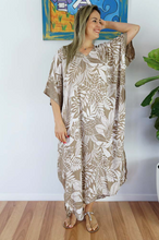 Load image into Gallery viewer, Long Kaftan Dress Betelnut Print
