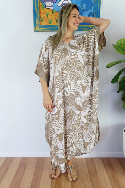 Long Kaftan Dress Betelnut Print