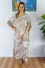 Load image into Gallery viewer, Long Kaftan Dress Betelnut Print
