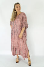 Load image into Gallery viewer, Long Kaftan Dress Crackle Tie Dye Print
