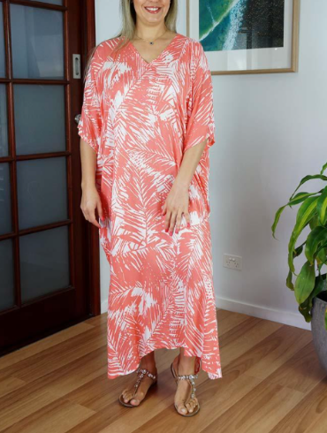 Long Kaftan Dress Fern Print