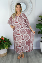 Load image into Gallery viewer, Long Kaftan Dress Mantra Print
