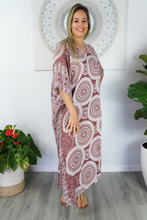 Load image into Gallery viewer, Long Kaftan Dress Mantra Print
