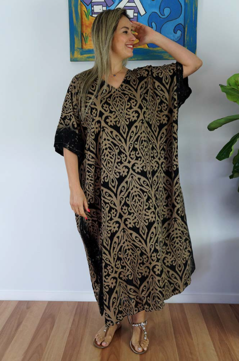 Long Kaftan Dress Pendant Print