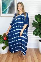 Load image into Gallery viewer, Long Kaftan Dress Shibori Print
