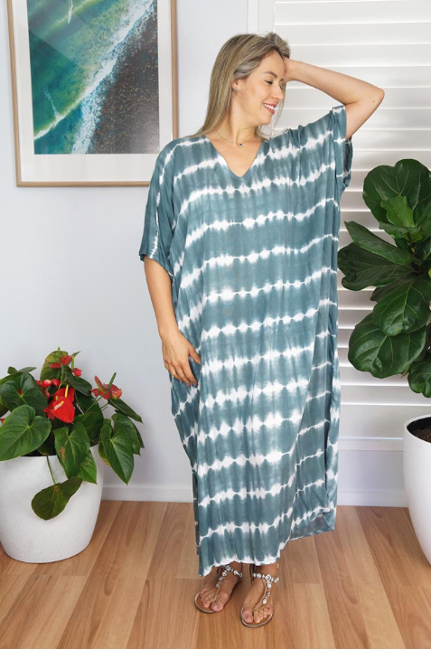 Long Kaftan Dress Shibori Print