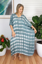 Load image into Gallery viewer, Long Kaftan Dress Shibori Print
