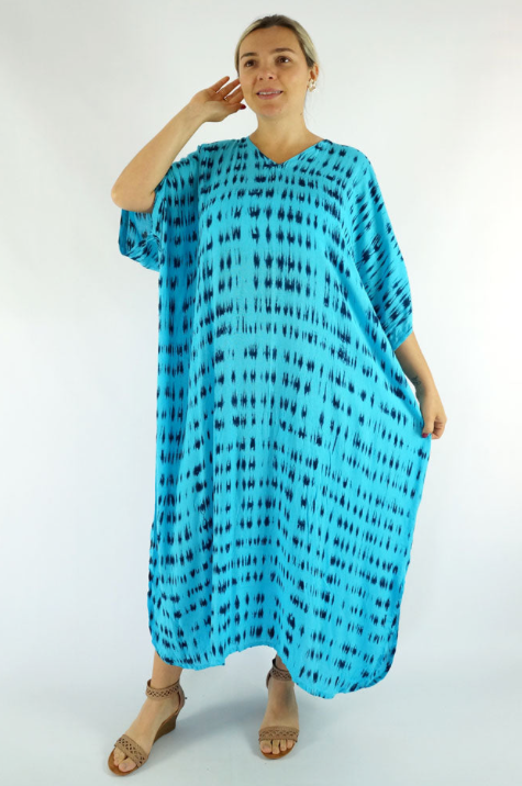 Long Kaftan Dress Teardrop Print