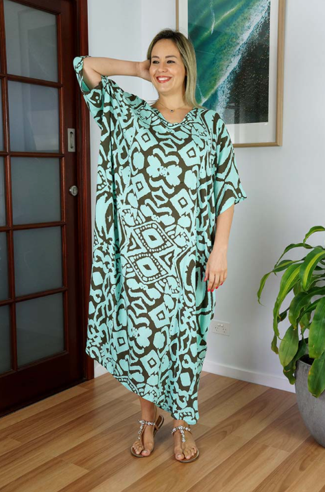 Long Kaftan Dress Tribal Print