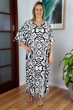 Load image into Gallery viewer, Long Kaftan Dress Tribal Print
