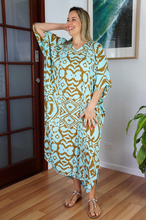 Load image into Gallery viewer, Long Kaftan Dress Tribal Print
