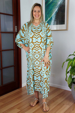 Load image into Gallery viewer, Long Kaftan Dress Tribal Print
