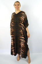 Load image into Gallery viewer, Long Kaftan Dress Wildcat Print
