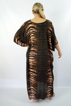 Load image into Gallery viewer, Long Kaftan Dress Wildcat Print
