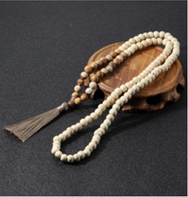 Load image into Gallery viewer, Semi-Precious Stone and Wooden Bead Long Necklace
