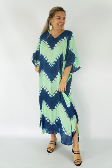 Long Kaftan Dress Culture Tie Dye Print