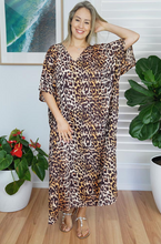 Load image into Gallery viewer, Long Kaftan Dress Leopard Print
