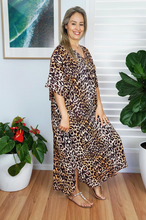 Load image into Gallery viewer, Long Kaftan Dress Leopard Print
