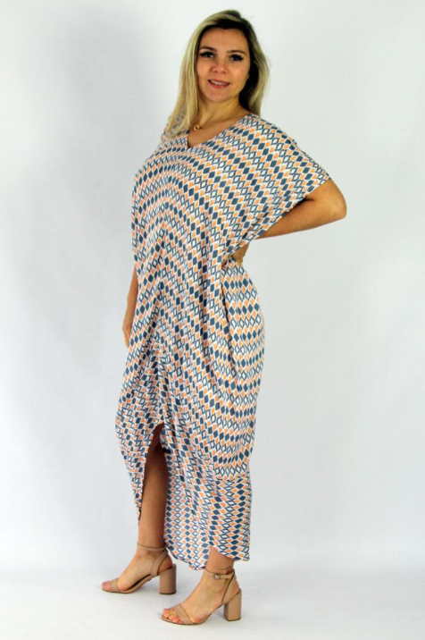 Frill Toga Dress Diamond Print