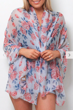 Load image into Gallery viewer, Large Cotton Feel Scarf Rose Print
