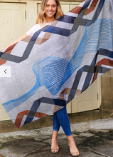 Load image into Gallery viewer, Large Cotton Feel Scarf Lines Print
