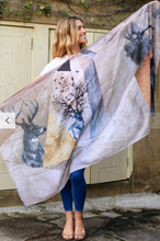 Load image into Gallery viewer, Large Cotton Feel Scarf Deer Print
