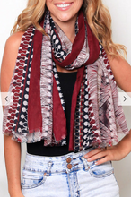 Load image into Gallery viewer, Large Cotton Feel Scarf Tribal Print
