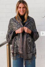 Load image into Gallery viewer, Large Pashmina Scarf Leaves Print
