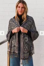 Load image into Gallery viewer, Large Pashmina Scarf Leaves Print
