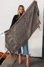 Load image into Gallery viewer, Large Pashmina Scarf Leaves Print
