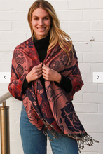 Load image into Gallery viewer, Large Pashmina Scarf Rose Print
